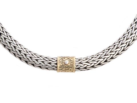 John Hardy Sterling Silver and 18K Yellow Gold Woven Classic Chain Necklace