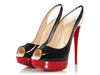 Christian Louboutin Tricolor Patent Lady Peep Slingback Platform Pumps