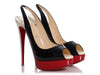 Christian Louboutin Tricolor Patent Lady Peep Slingback Platform Pumps