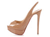 Christian Louboutin Beige Patent Private Number Slingback Platform Pumps