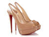 Christian Louboutin Beige Patent Private Number Slingback Platform Pumps