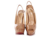 Christian Louboutin Beige Patent Private Number Slingback Platform Pumps