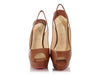 Christian Louboutin Brown Leather Peep Toe Slingback Platform Pumps