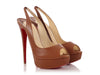 Christian Louboutin Brown Leather Peep Toe Slingback Platform Pumps