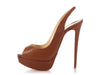 Christian Louboutin Brown Leather Peep Toe Slingback Platform Pumps