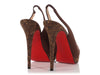 Christian Louboutin Brown Canvas and Cork Slingback Pumps