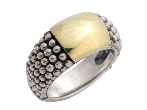 Lagos Two-Tone Caviar High Bar Ring