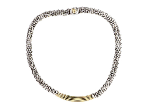 Lagos Two-Tone Caviar Bar Necklace