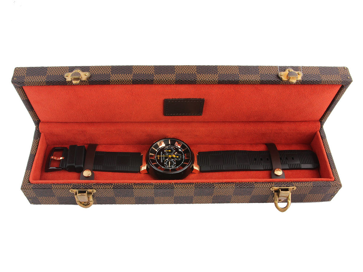 Louis Vuitton Tambour Chronograph Q102V Automatic Blue Black Dial 44mm Men  Watch