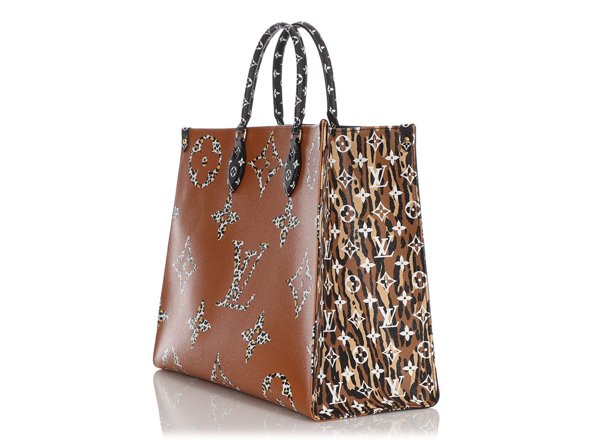 Louis Vuitton Black and Orange Jungle Giant Monogram OnTheGo Tote GM, 2019 (Very Good) , Brown/Orange/Beige Womens Handbag