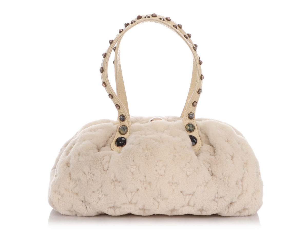 Louis Vuitton White Mink Cabochon Demi Lune