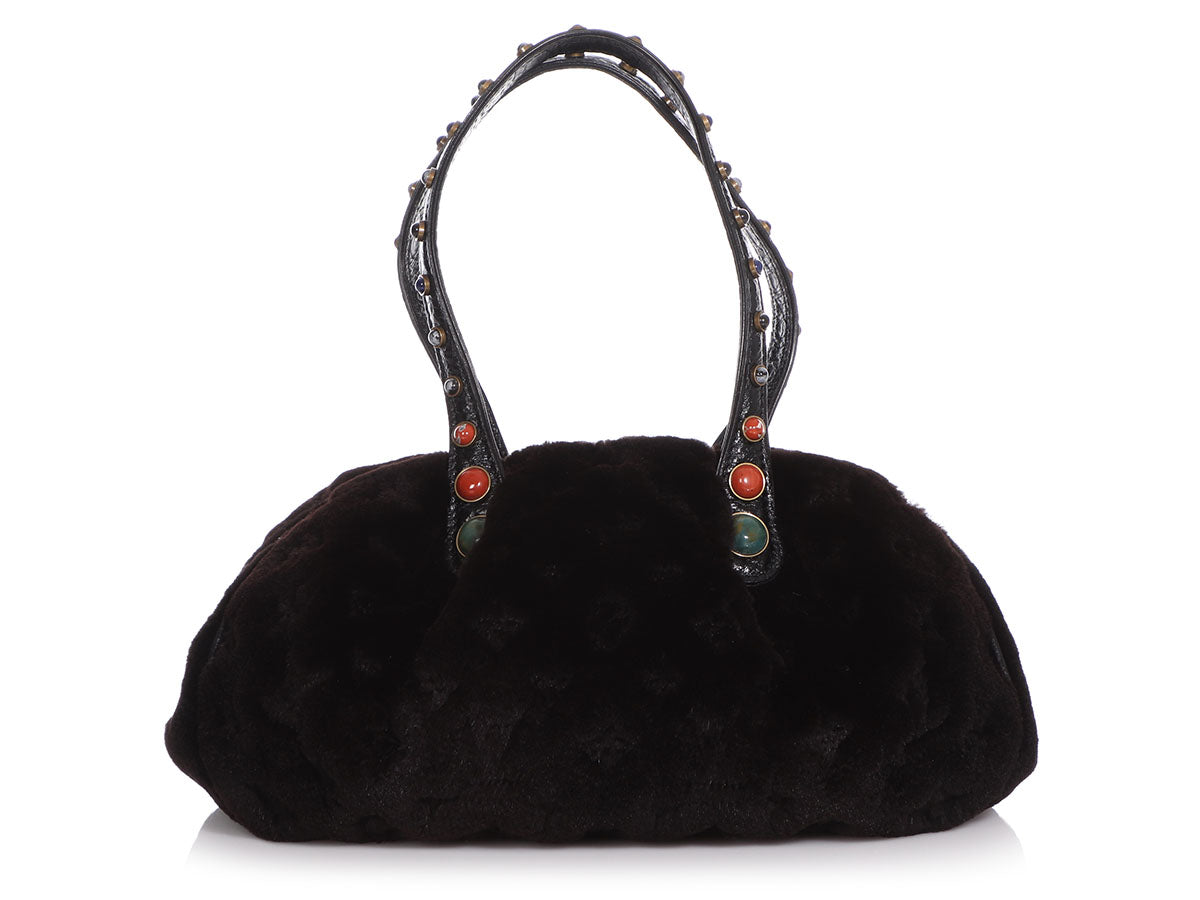 Louis Vuitton Black Mink Cabochon Demi-Lune