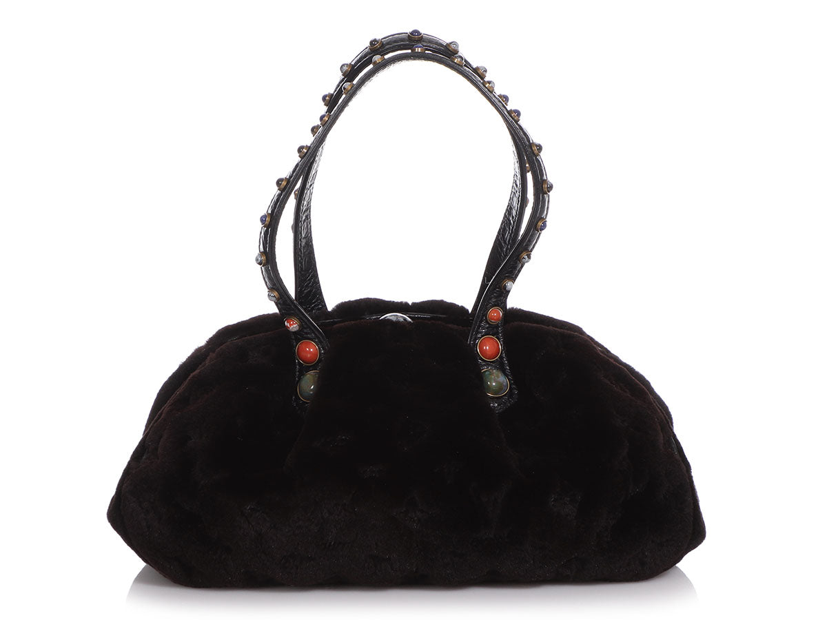 Louis Vuitton Black Mink Cabochon Demi-Lune