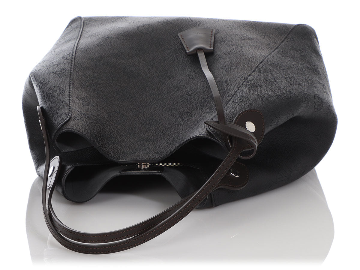 Louis Vuitton Black Perforated Mahina Leather Monogram Hina mm Tote Silver Hardware, 2019 (Like New), Womens Handbag