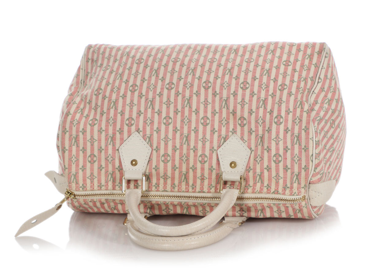 LOUIS VUITTON Pink/White Monogram Mini Lin Croisette Speedy 30 Bag