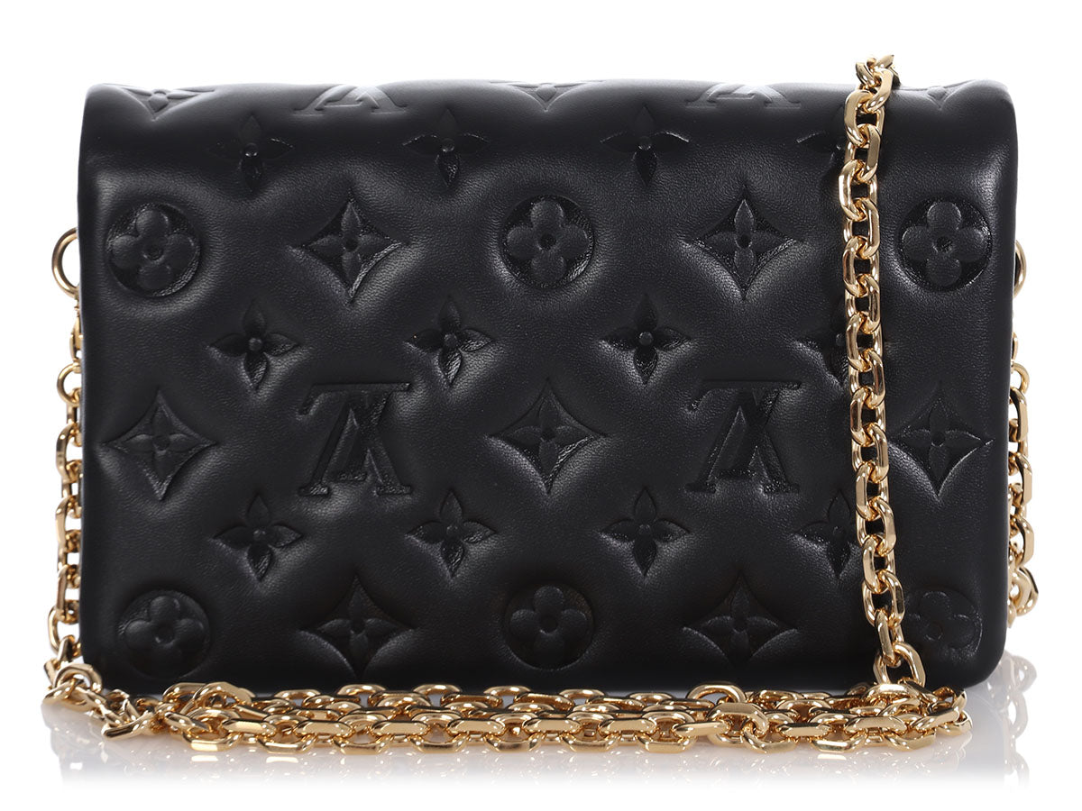 black louis vuitton purse with gold chain