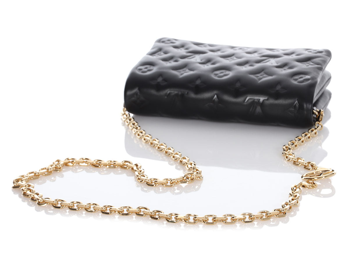 Louis Vuitton Clutch Purse Black With Gold Chain Strap for Sale in