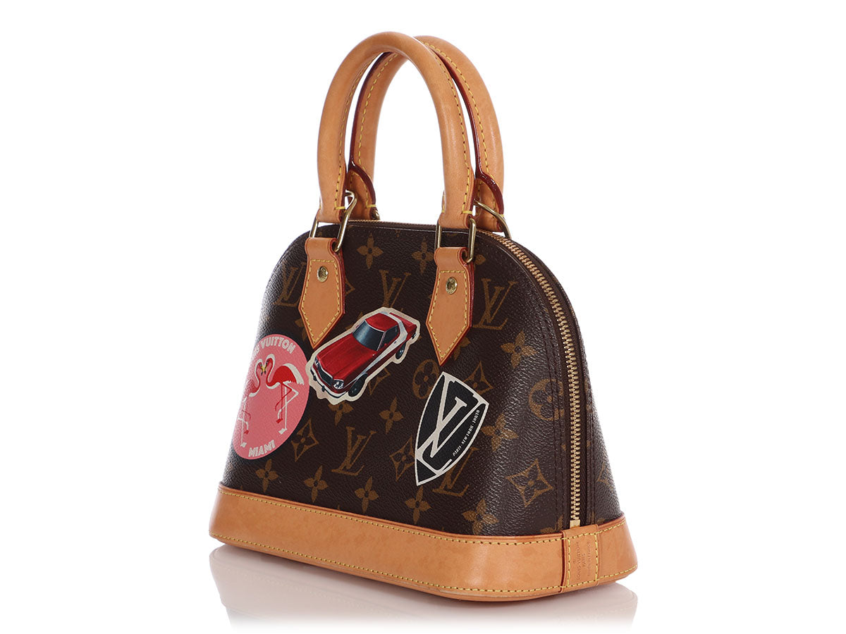 Louis Vuitton, Alma Bb Custom World Tour Monogram Black Coated Canvas C