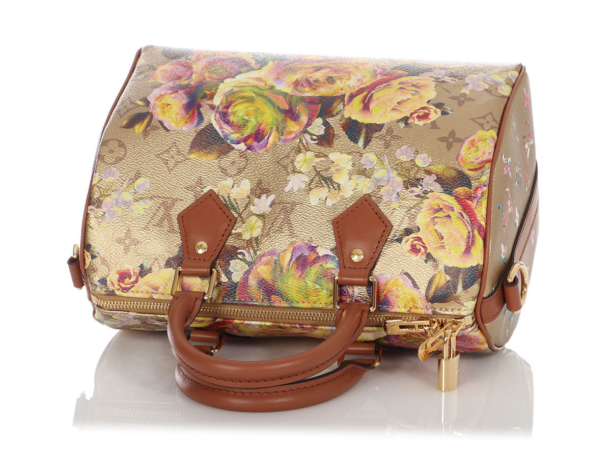 Louis Vuitton Rare Metallic Gold Floral Monogram Garden Speedy 25