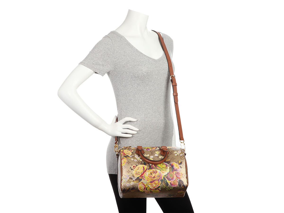 Louis Vuitton Gold Speedy Flower Garden Bandouliere 25 M21317– TC