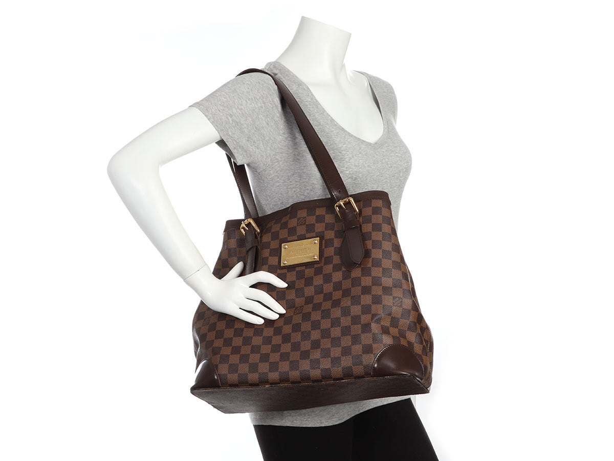 Authenticated Used Louis Vuitton Damier Hampstead MM Handbag Tote Bag  N51204 Brown Ebene PVC Leather Women's LOUIS VUITTON 