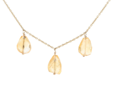 Jan Logan 14K Yellow Gold Citrine Trio Pendant Necklace