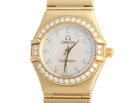 Omega 18K Yellow Gold Diamond Ladies Constellation Watch 23mm