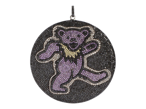 Jolie Altman Sterling Silver Diamond Sapphire Grateful Dead Bear Pendant