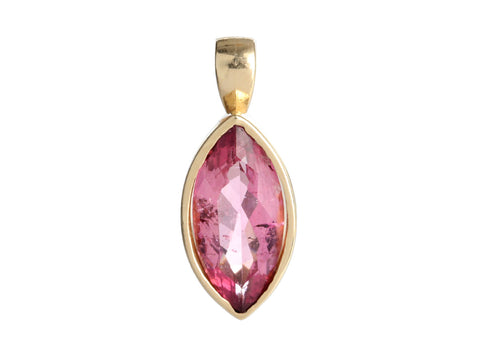 14K Yellow Gold Pink Tourmaline Marquise Pendant