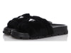 Prada Black Shearling Slides
