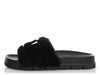 Prada Black Shearling Slides