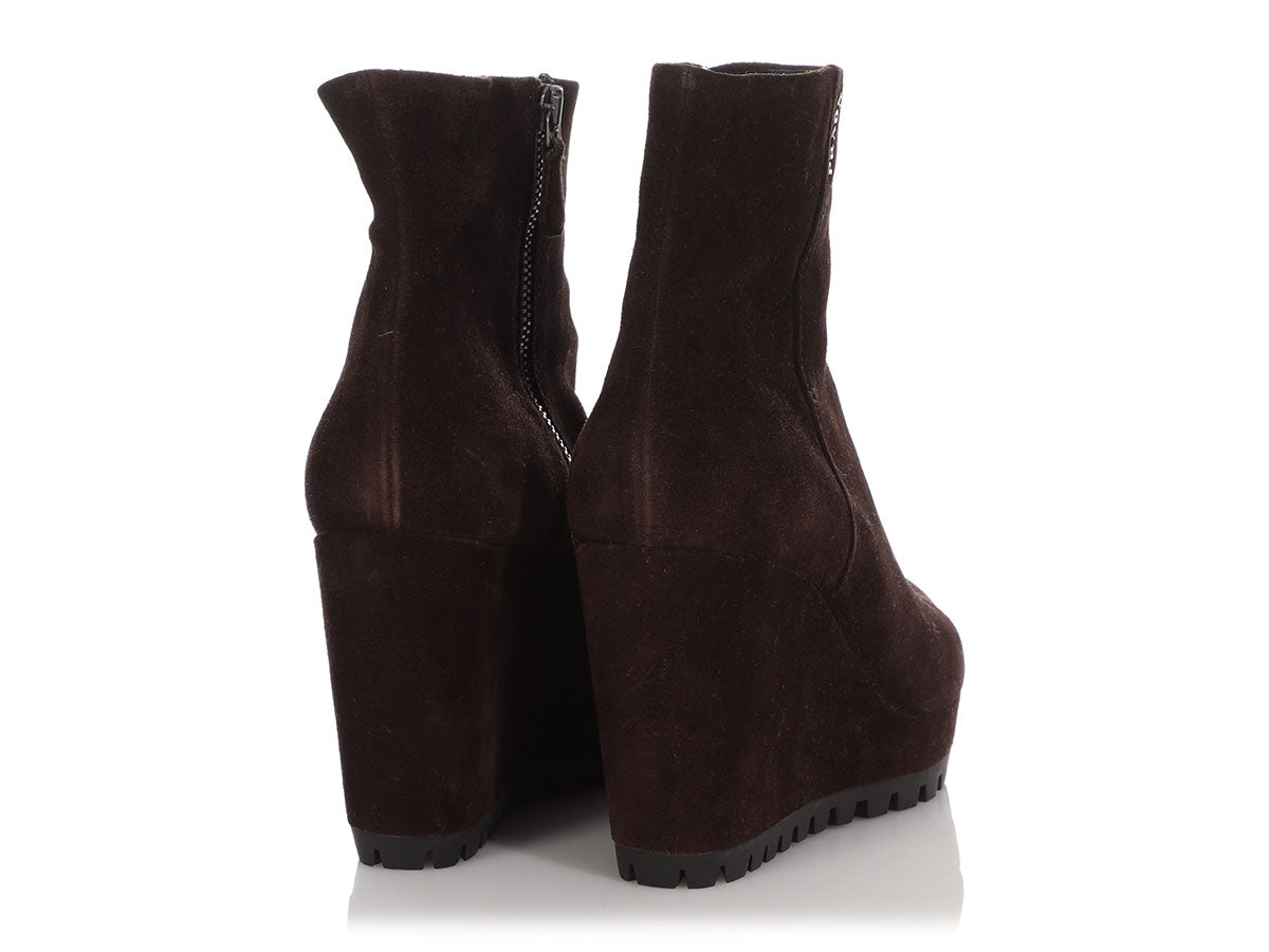 Patti Wedge Half Boots - Luxury Brown