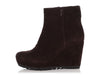 Prada Brown Suede Platform Wedge Ankle Boots