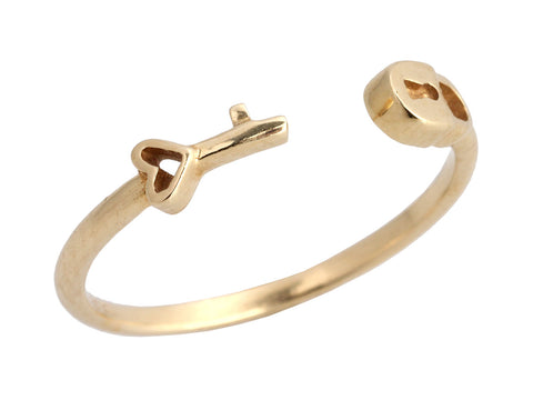 Bony Levy 14K Yellow Gold Lock and Key Open Ring