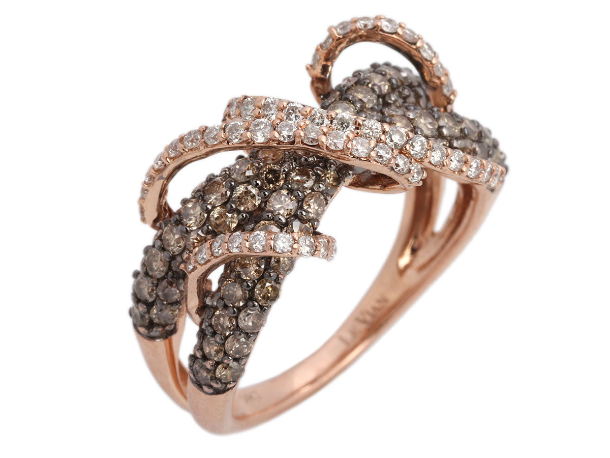 Le Vian Two-Tone 14K Gold Chocolate and Vanilla Diamonds Crossover Ring