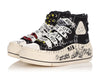 R13 Black Graffiti Double Grommet Kurt High Top Sneakers