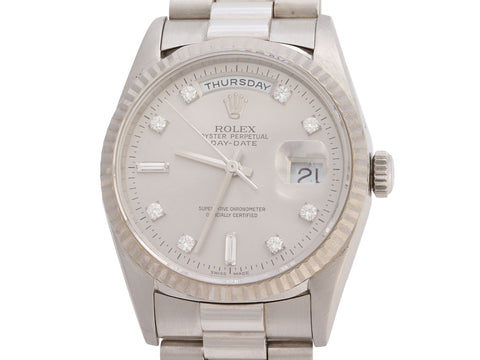 Rolex Mens Platinum Oyster Perpetual Diamond Day-Date Watch 36mm