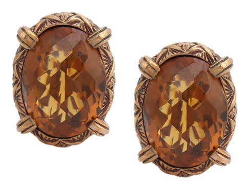Stephen Dweck Bronze Citrine Clip-On Earrings