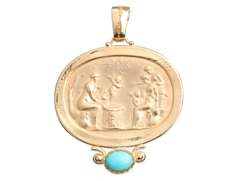Tagliamonte 18K Yellow Gold Turquoise Angels Seller Pendant