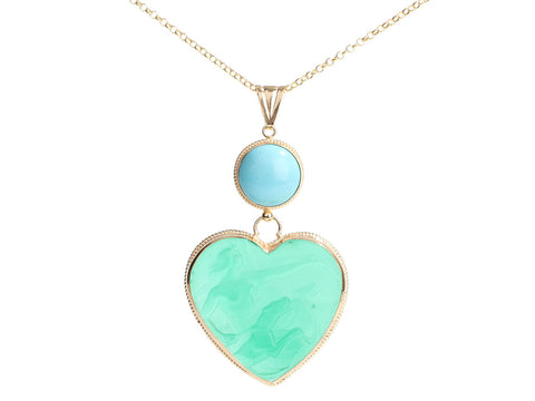 Tagliamonte Gold-Washed Sterling Silver Turquoise Venetian Cameo Heart Pendant Necklace