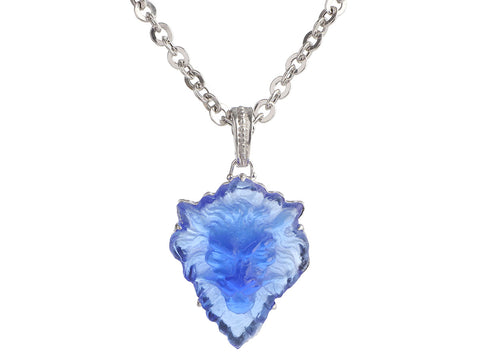 Tagliamonte Sterling Silver Blue Lion Venetian Glass Cameo Pendant Necklace