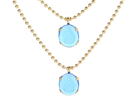 Tagliamonte 18K Gold-Plated Dual Blue Cameos Layered Necklace