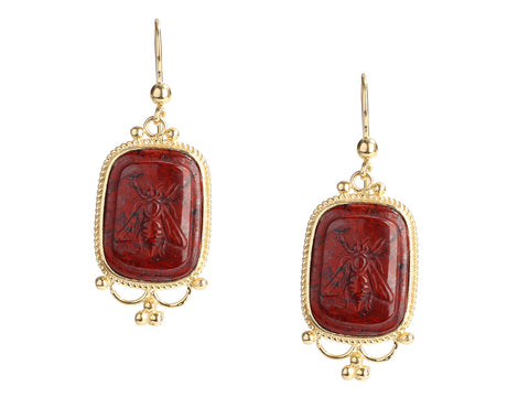 Tagliamonte 18K Gold-Plated Carved Jasper Pierced Drop Earrings