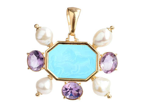 Tagliamonte 18K Yellow Gold-Plated Multistone Venetian Glass Cameo Pendant