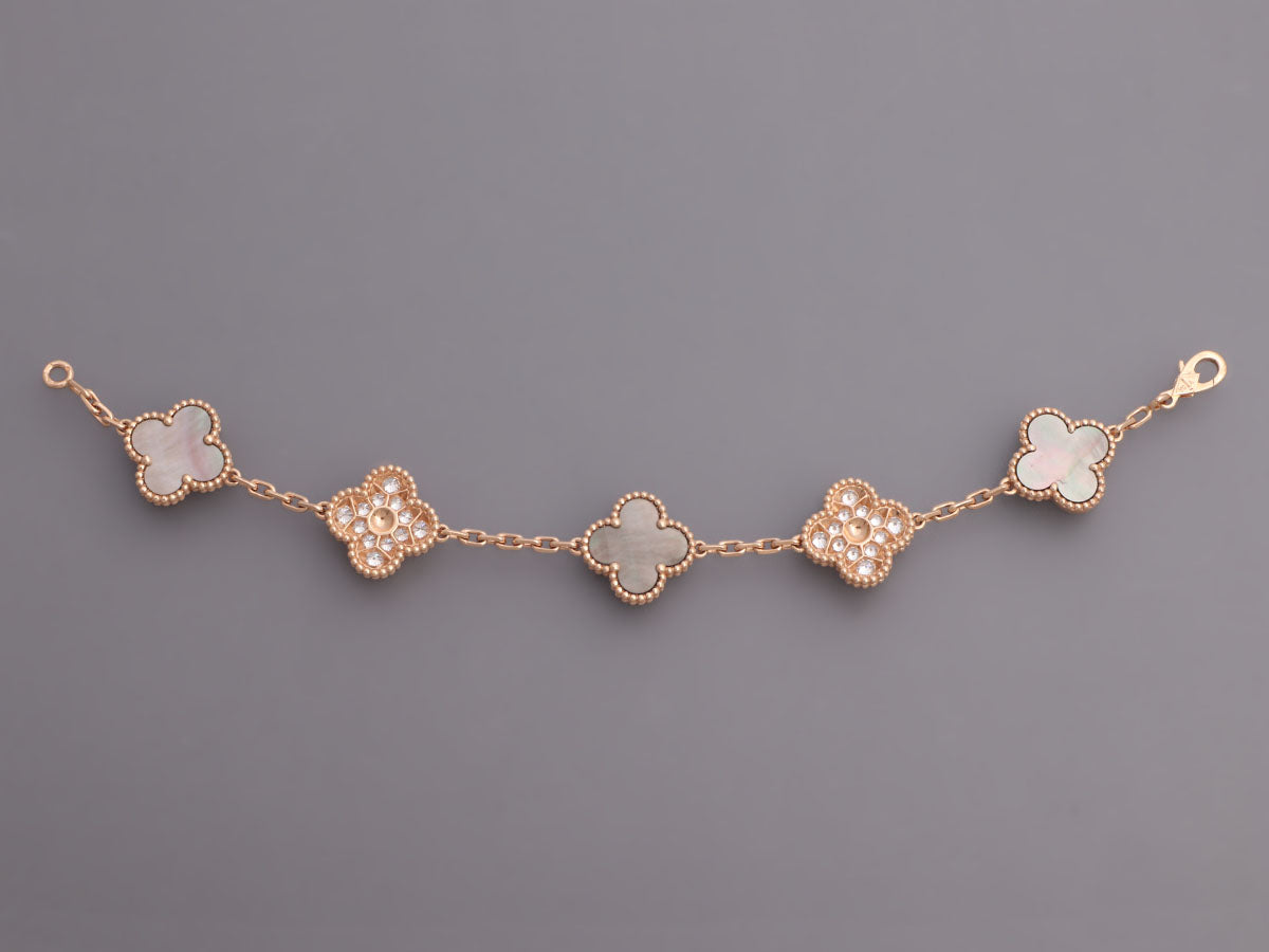 Vintage Alhambra bracelet, 5 motifs 18K rose gold - Van Cleef & Arpels