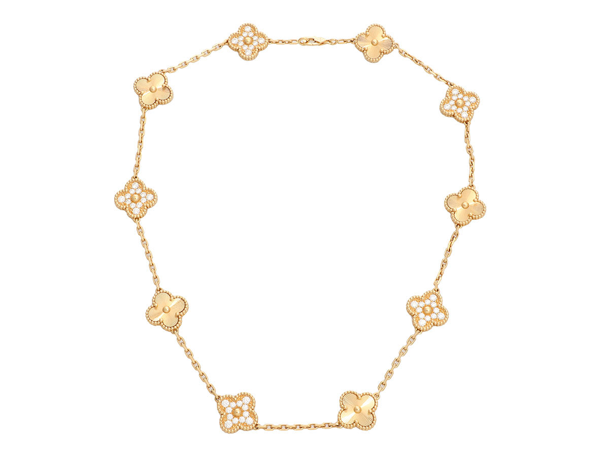 Van Cleef Vintage Alhambra Pendant Rose Gold with Diamonds