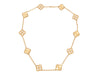 Van Cleef & Arpels 18K Yellow Gold Guilloché Diamond 10-Motif Vintage Alhambra Necklace