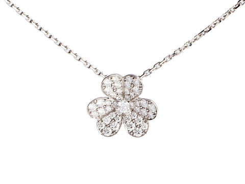 Van Cleef & Arpels Small 18K White Gold Pavé Diamond Frivole Necklace