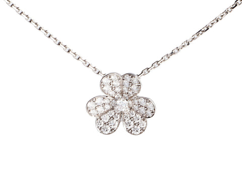 Van Cleef & Arpels Small 18K White Gold Pavé Diamond Frivole Necklace