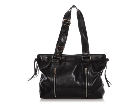 YSL Black Leather Rive Gauche Tote